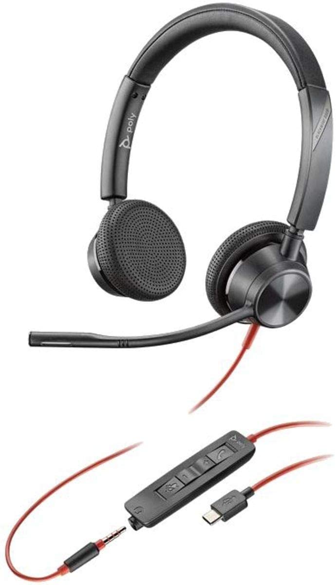 Poly Blackwire 3325 Stereo USB-C Headset +3.5mm Plug +USB-C/A Adapter (8X221AA)