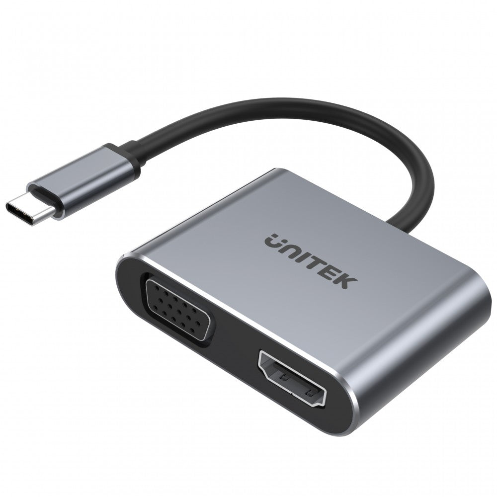 Unitek V1126A USB-C Male to HDMI + VGA Adapter with MST Dual Monitor Cable Connector