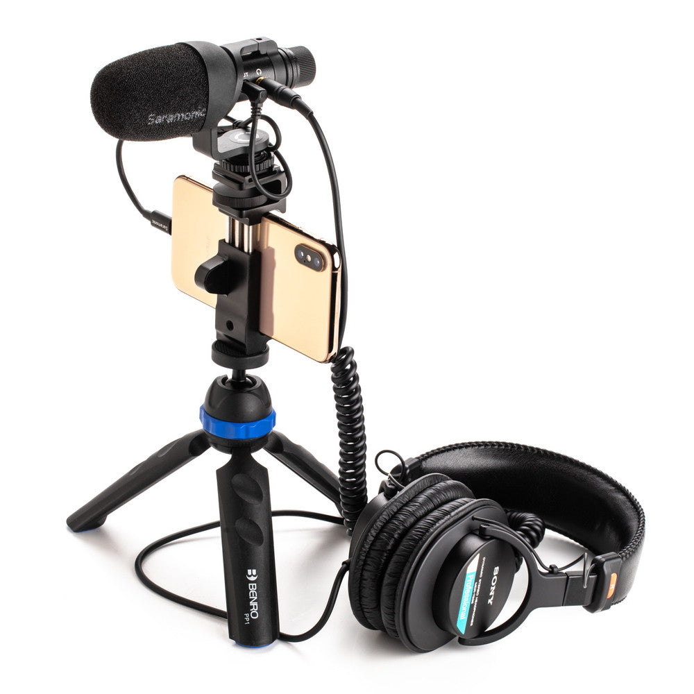 Saramonic Vmic Mini S Multi-Pattern Camera-Mount Shotgun Mic for Cameras & Mobile w/ HP Out, 360˚ Shock Mount