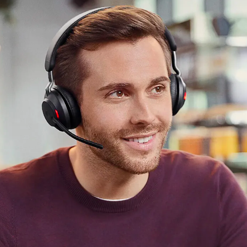 Jabra Evolve2 65 MS Stereo Headset With Link 380 USB-C Wireless Adapter (Black)