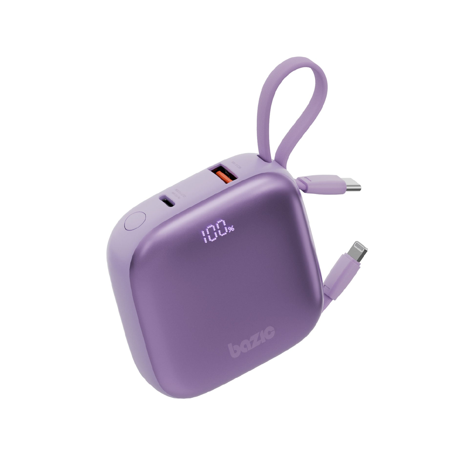 Bazic GoPower Fusion, 3In1 10000Mah Powerbank with Built-In USB-C and Lightning Cable