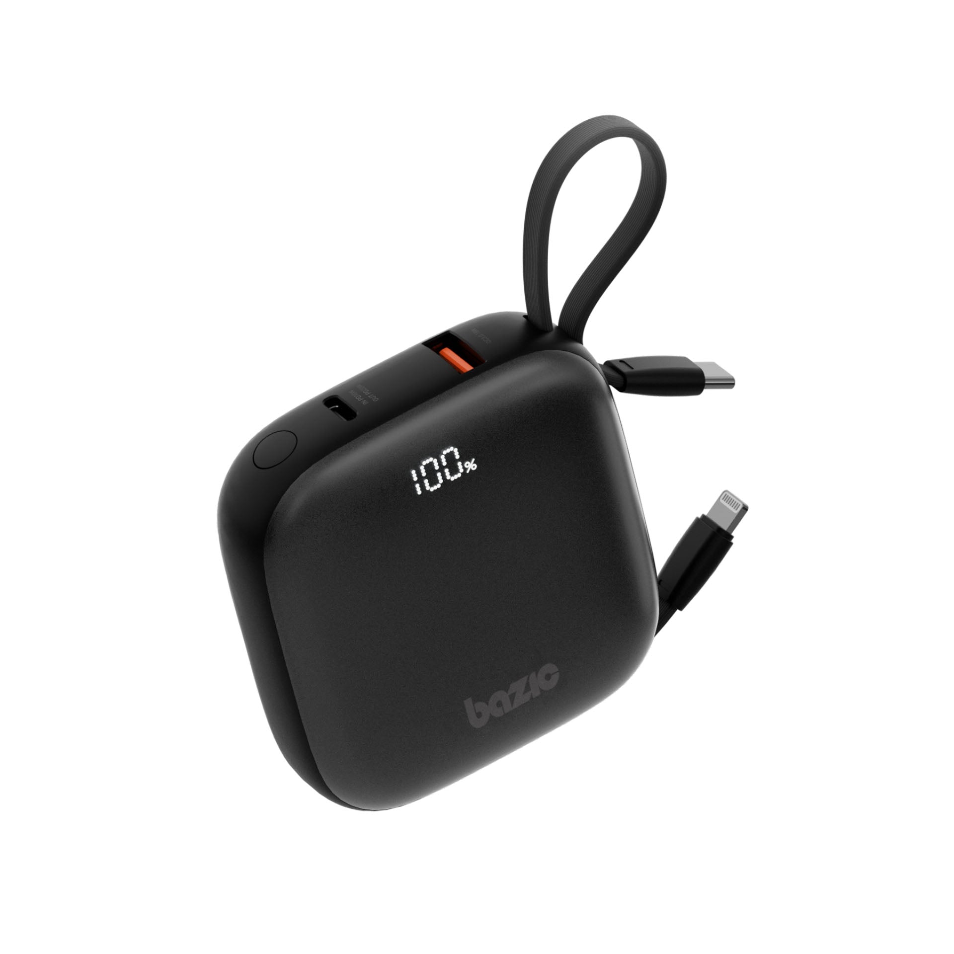 Bazic GoPower Fusion, 3In1 10000Mah Powerbank with Built-In USB-C and Lightning Cable