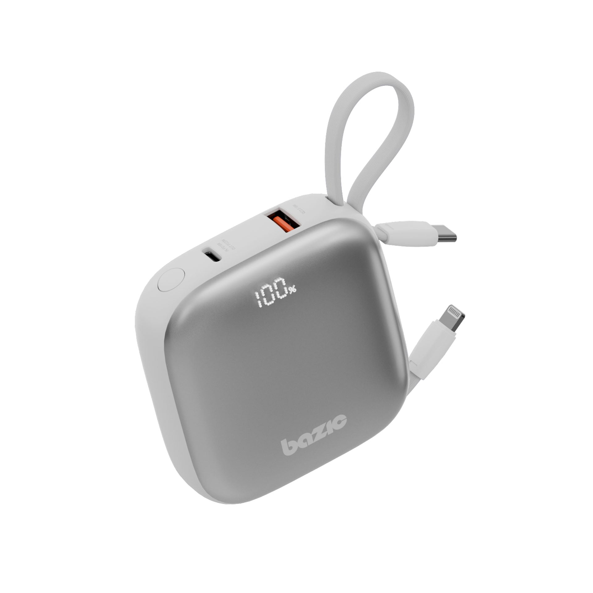 Bazic GoPower Fusion, 3In1 10000Mah Powerbank with Built-In USB-C and Lightning Cable