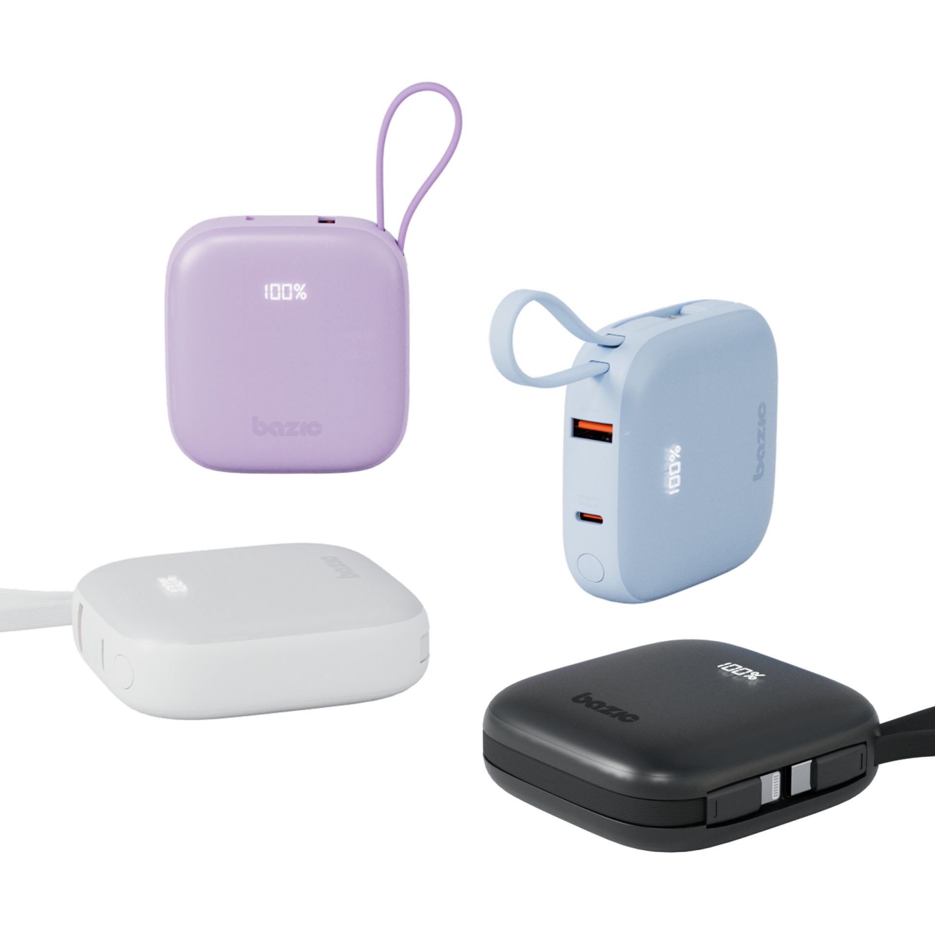 Bazic GoPower Fusion, 3In1 10000Mah Powerbank with Built-In USB-C and Lightning Cable
