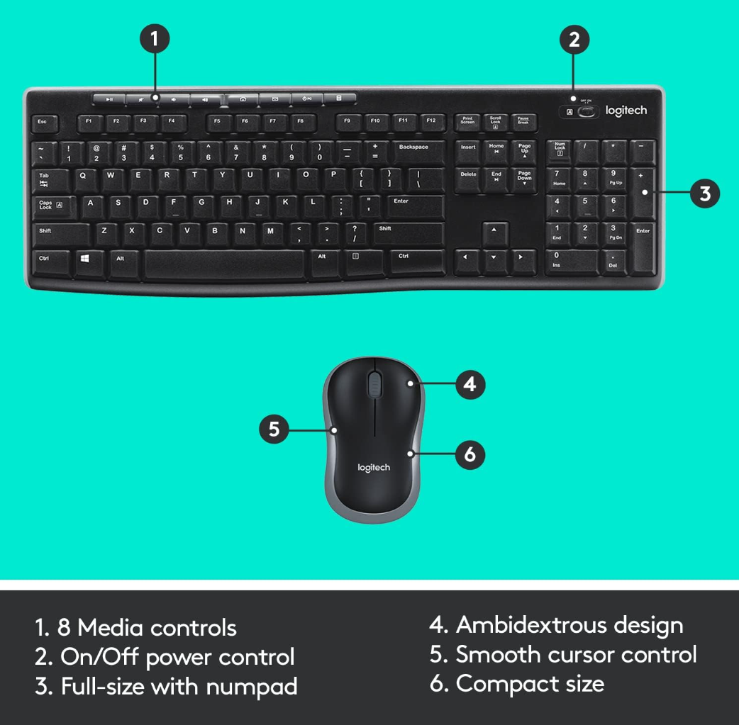 Logitech MK270R Wireless Keyboard and Mouse Combo - Black