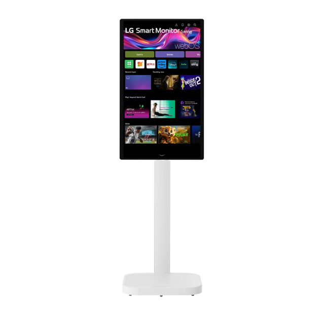 LG 32U889SA-W 32 Inch 4K UHD IPS Touchscreen Smart Monitor Swing with Rolling Stand