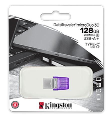 Kingston DataTraveler microDuo 3C 64GB/128GB/256GB USB 3.2 Gen 1 USB Flash Drive