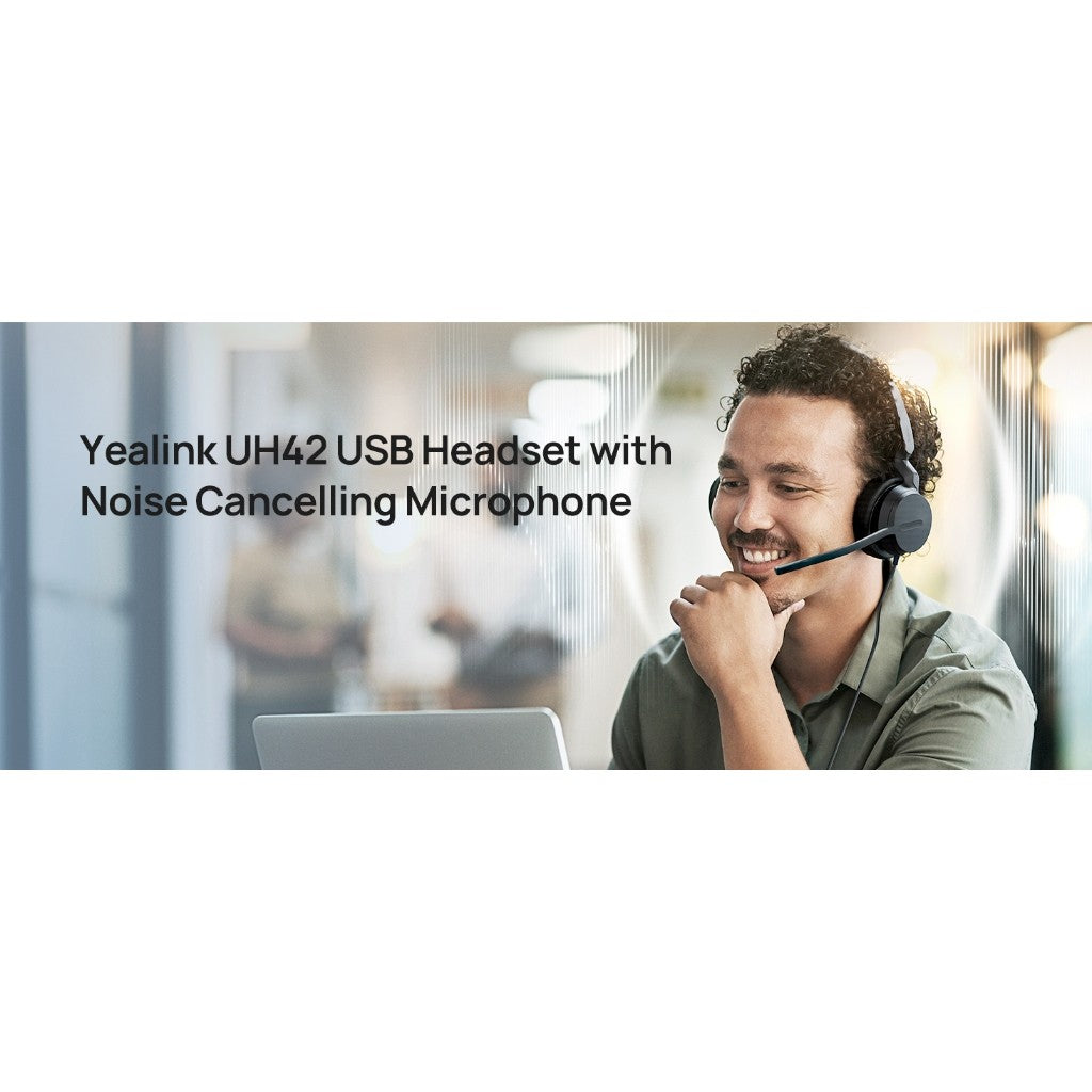 Yealink UH42 Dual MS Teams UC USB-C/A Stereo Wired Headset AI Noise Cancelling, Call Control, HD Audio