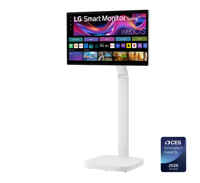 LG 32U889SA-W 32 Inch 4K UHD IPS Touchscreen Smart Monitor Swing with Rolling Stand