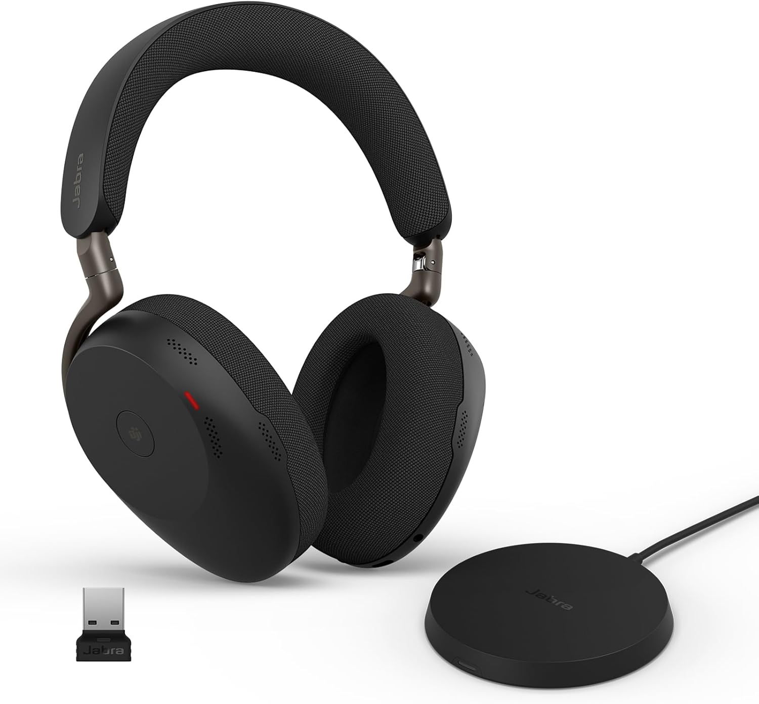Jabra Evolve3 85 Over-Ear USB-A Wireless Bluetooth Headset with Mic and Wireless Charging Stand for Work, AI Voice Call Technology, Adaptive ANC, 25-Hour Battery, Works with Online Meeting Apps