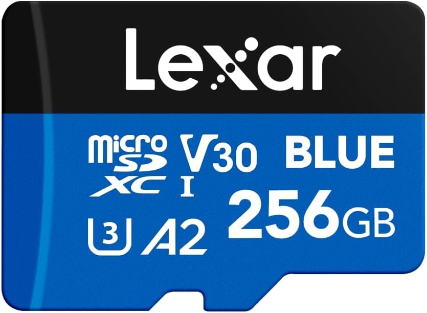 Lexar High-Performance 633x 256GB microSDXC™ UHS-I Cards BLUE - up to 100MB/s read, up to 45MB/s write, Class 10, U3, V30, A1 (w/ SD Adapter)