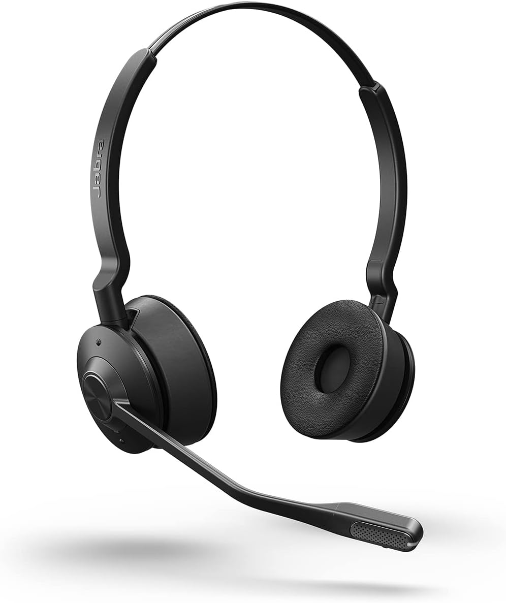 Jabra Engage 55 Stereo Wireless Headset with Link 400 USB-A DECT Adapter – Noise-Cancelling Microphone, Extensive Range, Hearing Protection – MS Teams Certified, Works with All Other Platforms