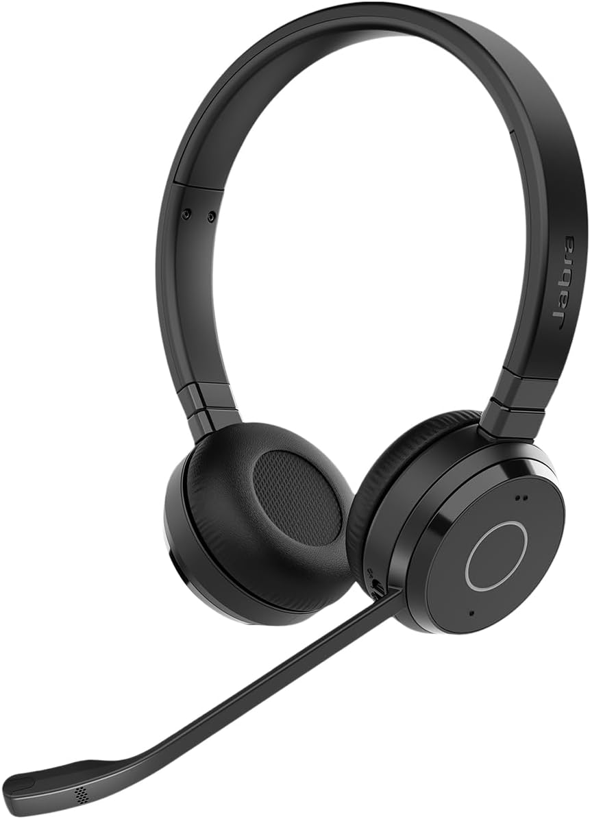 Jabra Evolve 65 TE Wireless Dual-Ear Headphones - Noise-Canceling Mic, 16 hrs Battery Life, Dual Connectivity Black UC