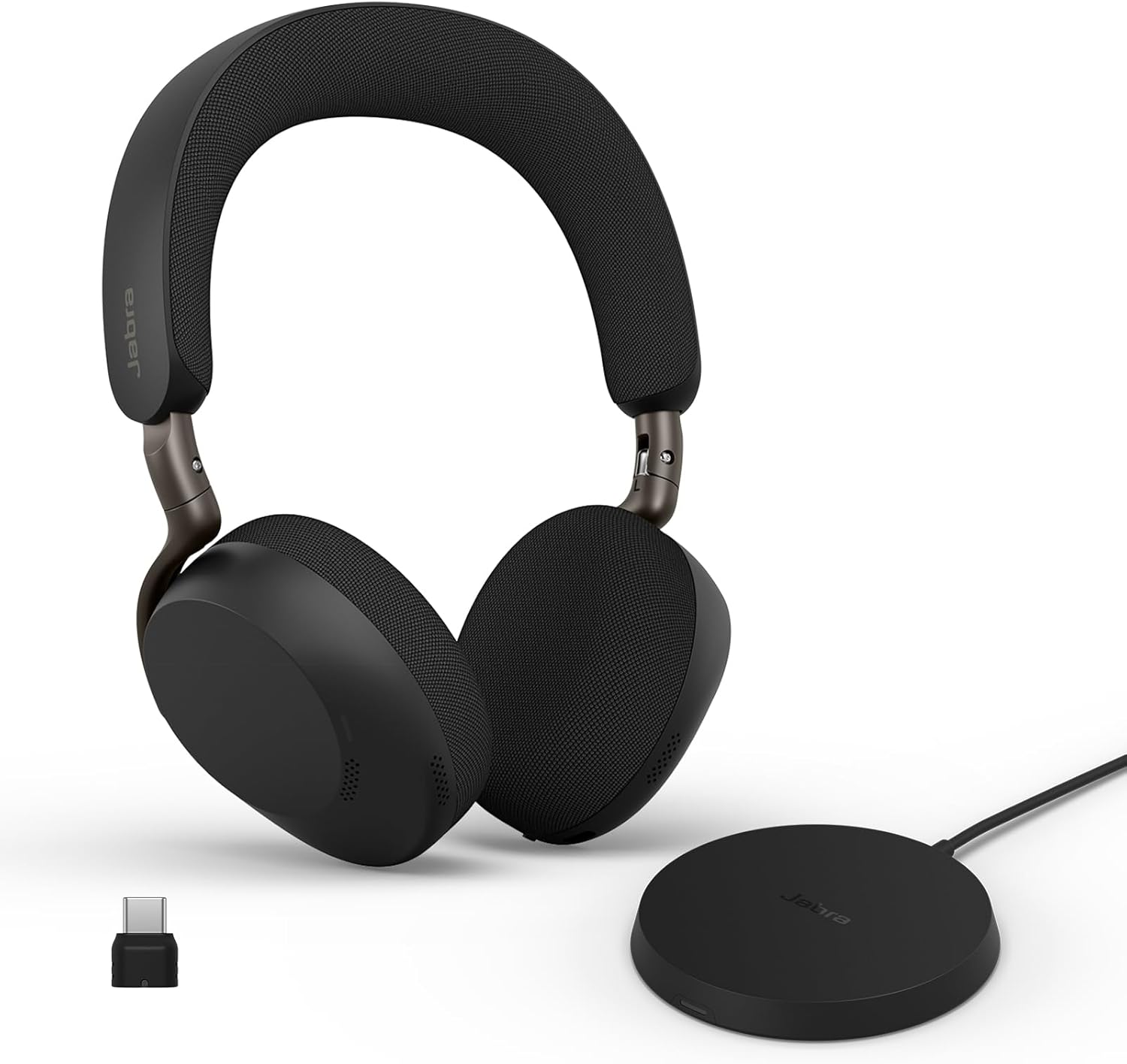 Jabra Evolve3 75 On-Ear USB-C Wireless Bluetooth Headset with Mic and Wireless Charging Stand for Work, AI Voice Call Technology, Advanced ANC, 22-Hour Battery, Works with Online Meeting Apps