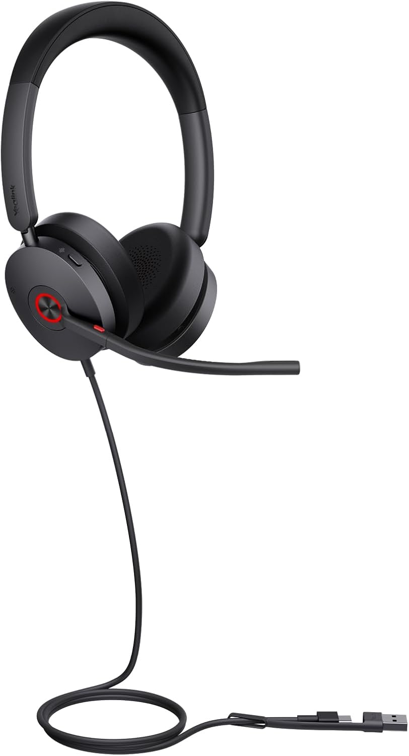Yealink UH48 Dual MS UC USB-C/A USB Stereo Wired Headset Hybrid ANC, HD Audio, Dynamic EQ
