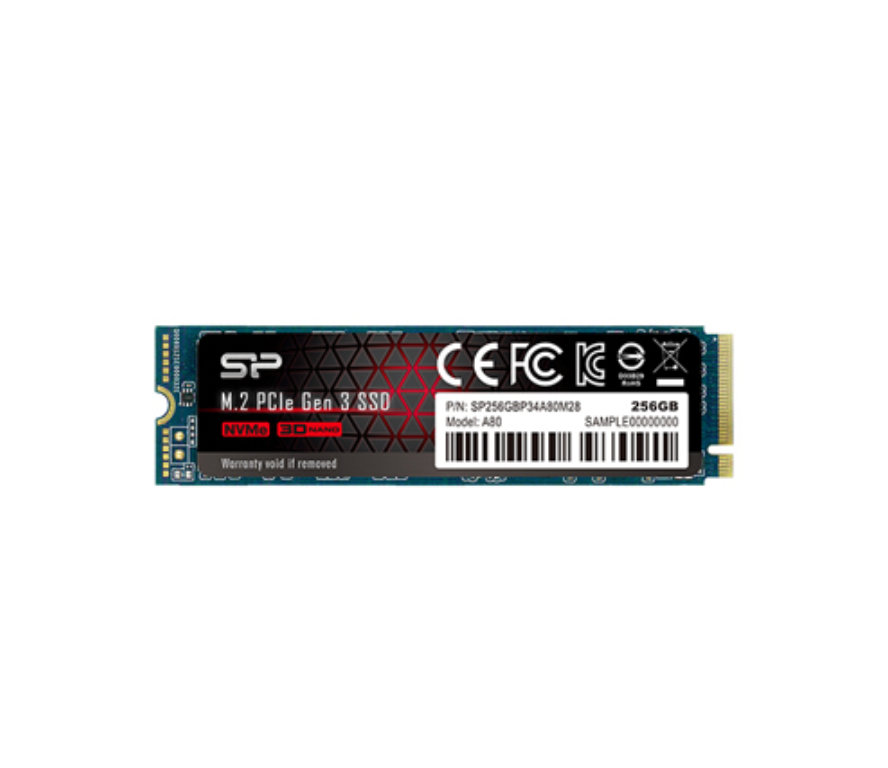 Silicon Power 256GB - NVMe M.2 PCIe Gen3x4 2280 TLC R/W up to 3,100/1,100MB/s SSD (SP256GBP34A80M28)