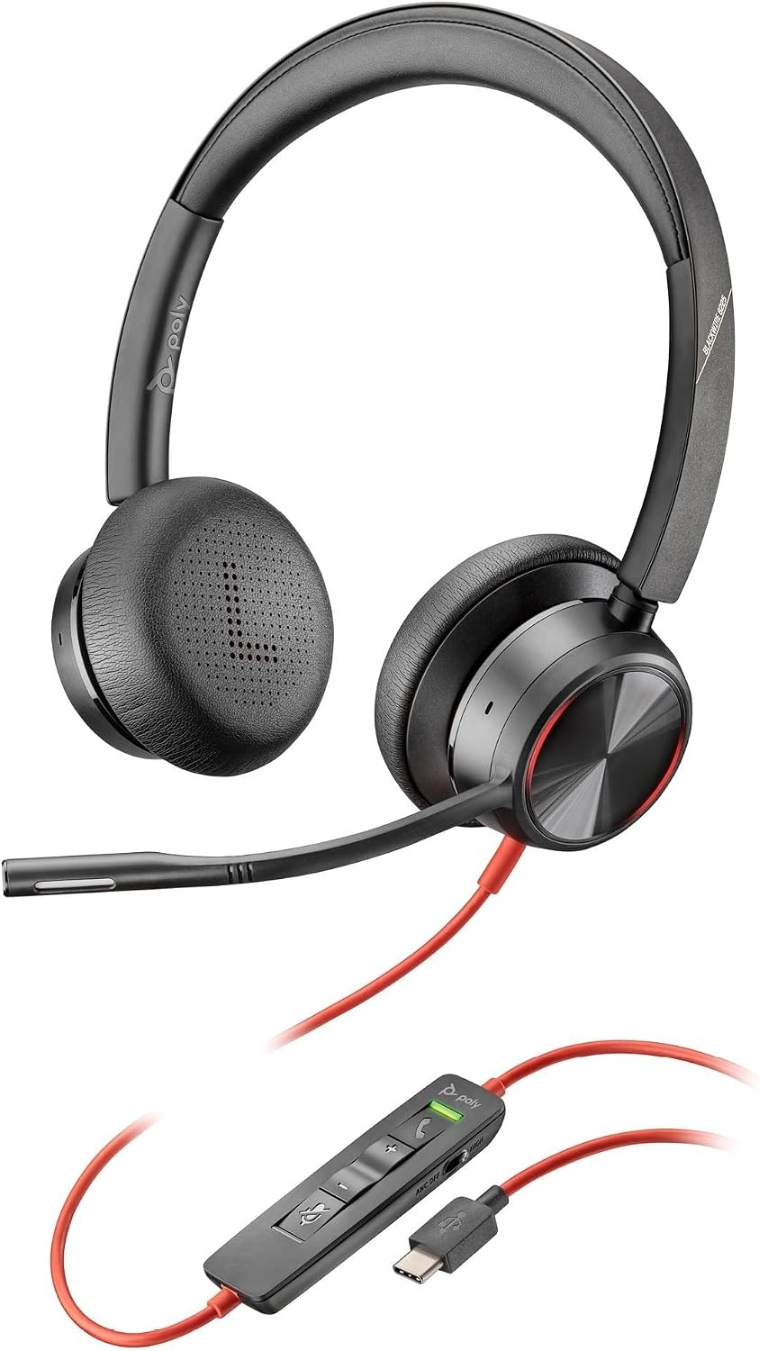 HP Poly Blackwire 8225 Stereo Microsoft Teams Certified USB-C Headset +USB-C/A Adapter