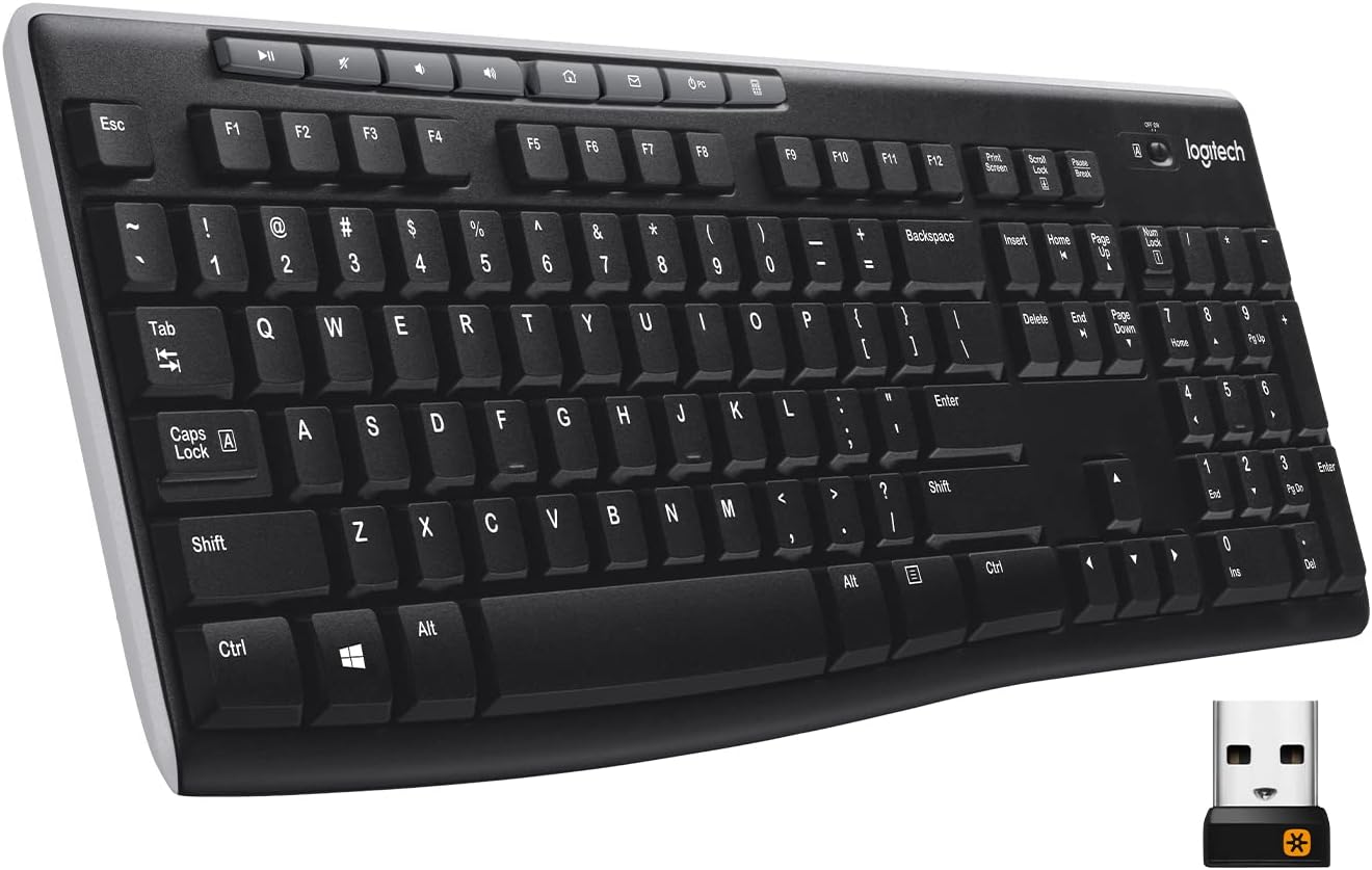 Logitech K270 Wireless Keyboard 2.4GHz USB Receiver Full Size Keyboard for PC Laptop