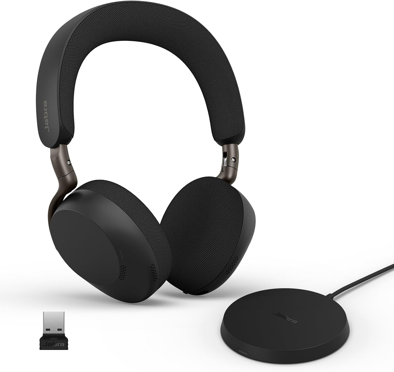 Jabra Evolve3 75 On-Ear USB-A Wireless Bluetooth Headset with Mic and Wireless Charging Stand for Work, AI Voice Call Technology, Advanced ANC, 22-Hour Battery, Works with Online Meeting Apps