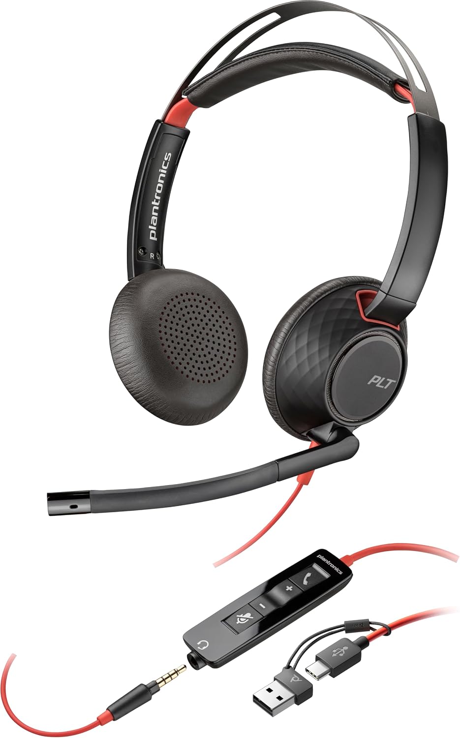 HP Poly Blackwire 5220 Stereo USB-C Headset +3.5mm Plug +USB-C/A Adapter