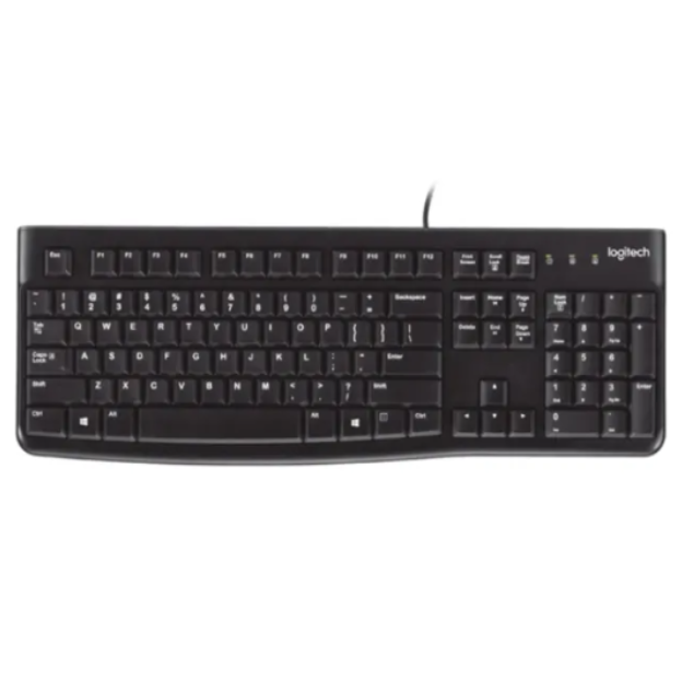 Logitech K120 Wired Keyboard for Windows, USB Plug-and-Play, Full-Size, Spill Resistant, Curved Spac