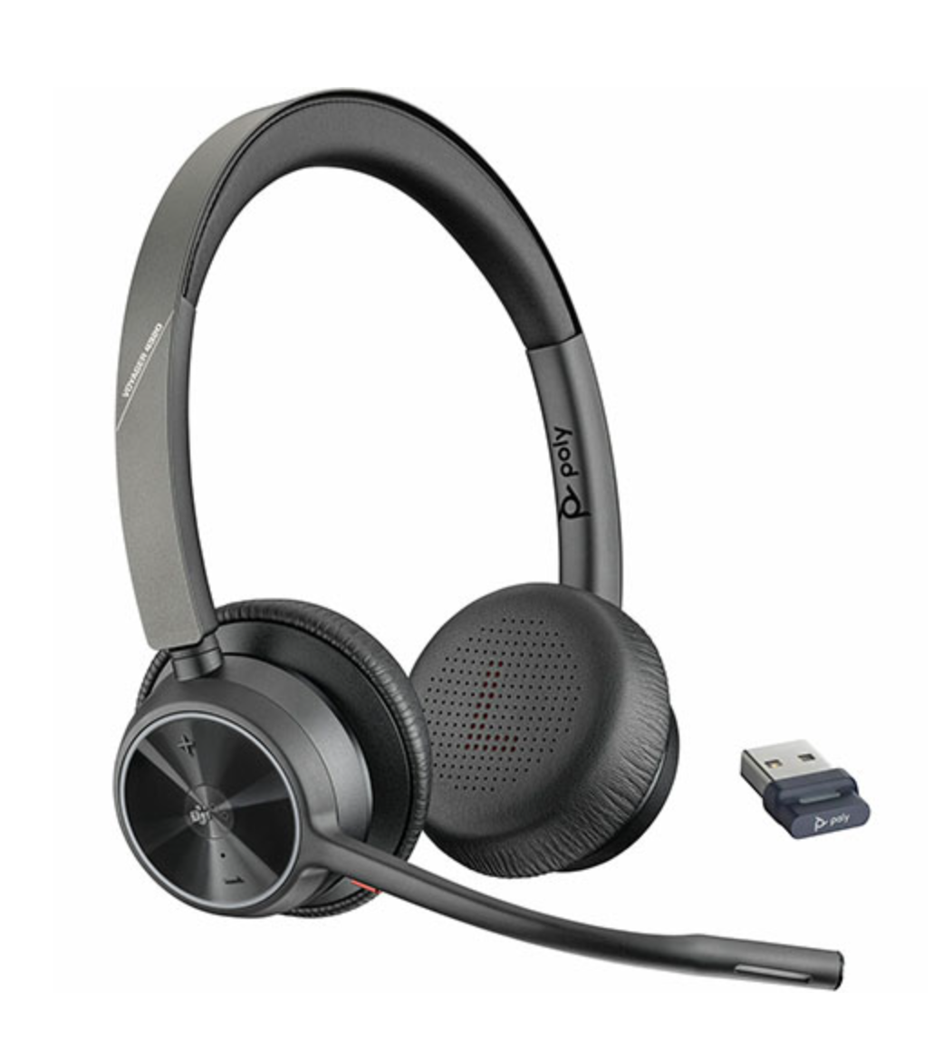 Poly Voyager 4320 Stereo USB-A Headset + BT700 USB-A Adapter +Charging Stand