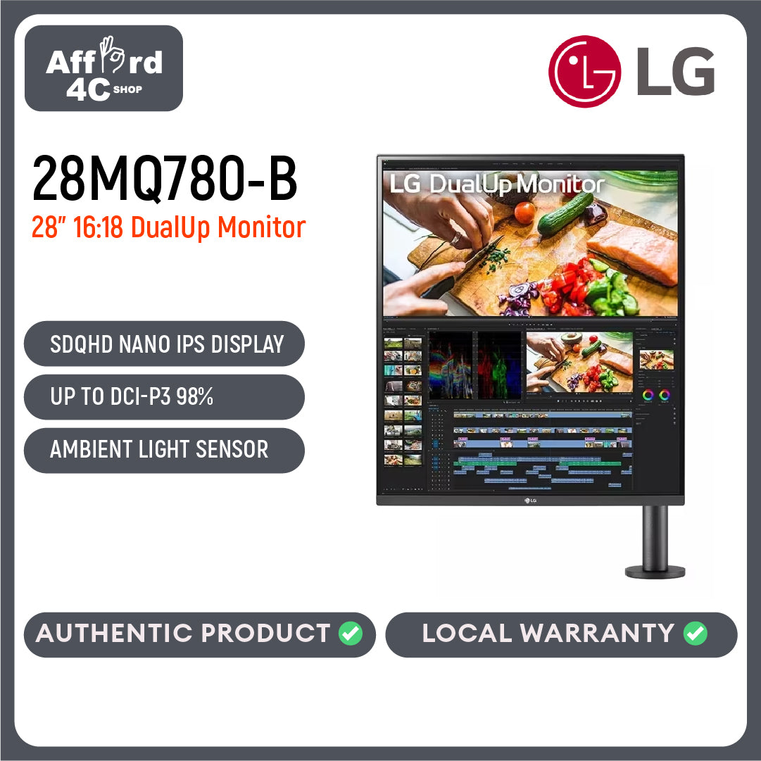 LG 28MQ780-B DualUp Monitor / 28 inch / 2560 x 2880 Resolution / Dynamic Action Sync / Black Stabilizer / Nano IPS™ Technology