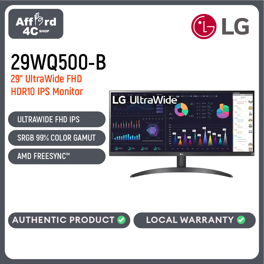 LG 29WQ500-B 29” UltraWide FHD HDR10 IPS Monitor With AMD FreeSync™