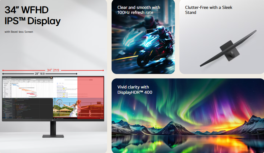 LG 34U511A-B 34-inch UltraWide™ 21:9 WFHD (2560x1080) IPS Display