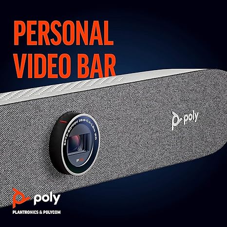 Poly Studio P15 Personal Video Bar (Plantronics + Polycom) - Complete Audio + Premium 4K Webcam Solution - Camera, Mics & Speaker - Home Office/Focus Room -Works w/Zoom (Certified) & Teams (Certified)