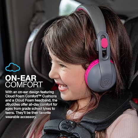 JLab JBuddies Studio 2 On-Ear Kids Wired Headphones Toddler Headphones Kid Safe Studio Volume Safe Volume Limiter Folding Adjustable Noise Isolation with Mic