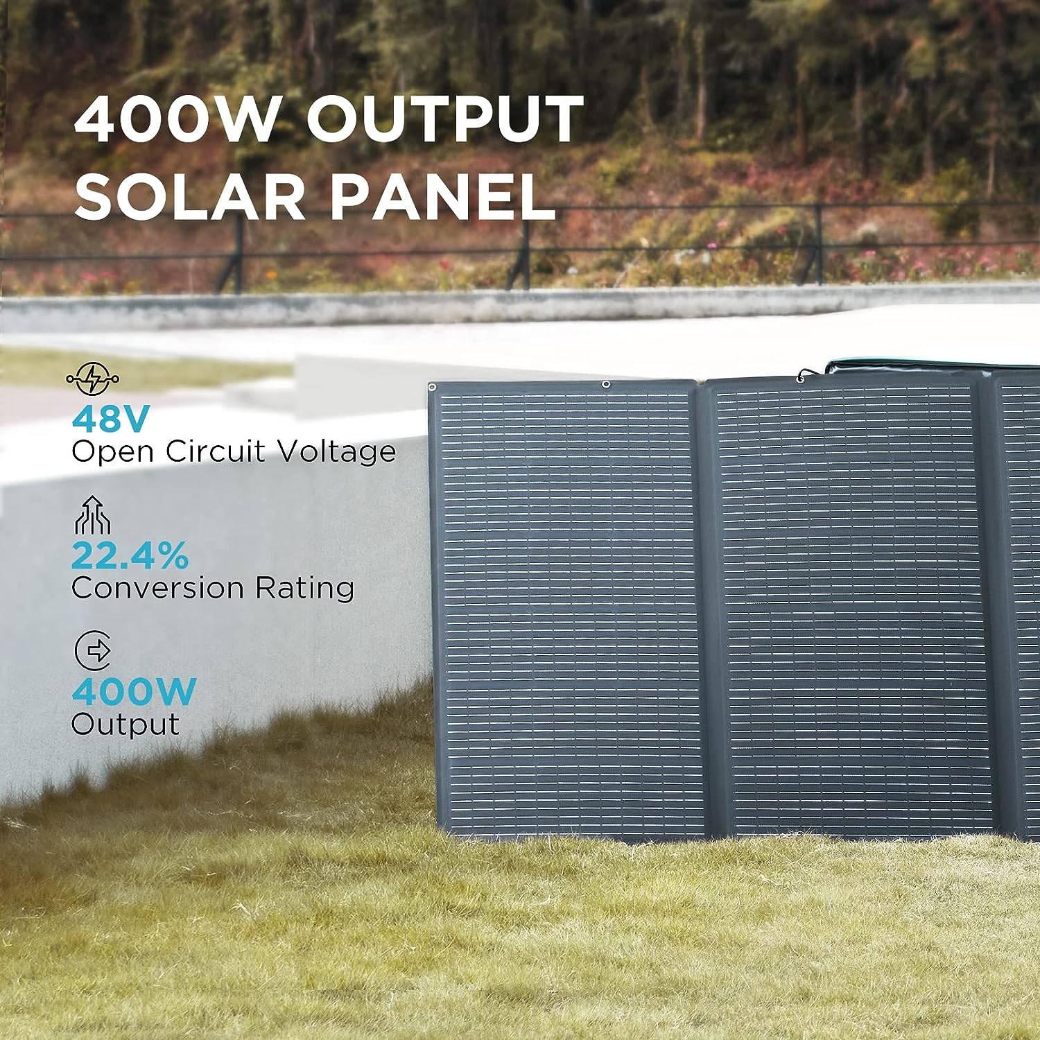 EF ECOFLOW 400W Portable Solar Panel, Foldable & Durable, Complete with an Adjustable Kickstand Case, Waterproof IP68 for Outdoor Adventures