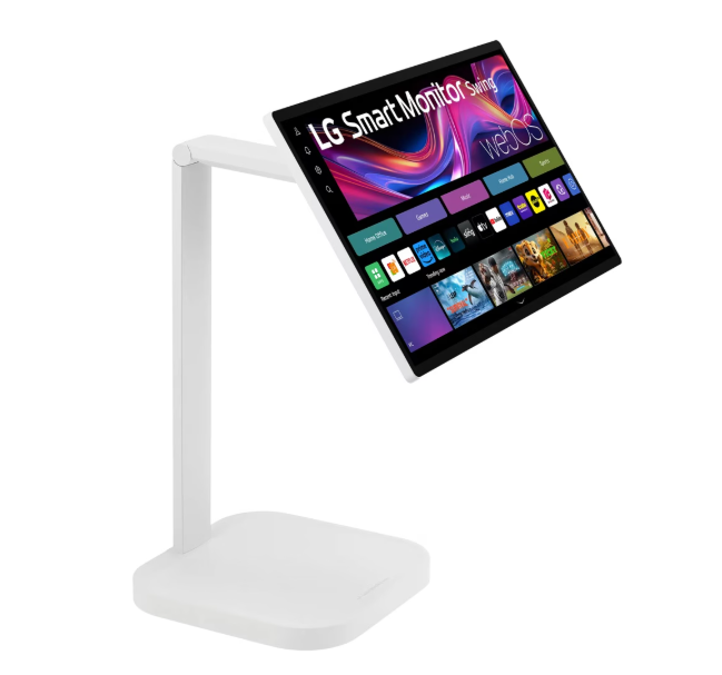 LG 32U889SA-W 32 Inch 4K UHD IPS Touchscreen Smart Monitor Swing with Rolling Stand