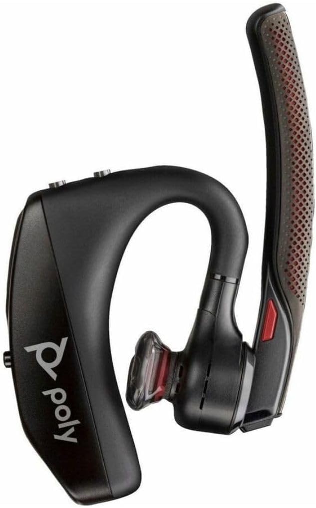 Poly Voyager 5200 Bluetooth Headset (Plantronics) - Single-Ear (Mono) Bluetooth Earpiece with Noise Canceling Mic - Cell/Mobile Phone Headset