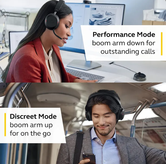 Jabra Evolve2 75 UC Wireless Headset with 8 Microphone Technology - Bluetooth Headphones Active Noise Cancellation, USB-C Bluetooth Adapter
