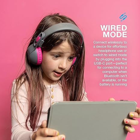 JLab JBuddies Studio 2 On-Ear Kids Wired Headphones Toddler Headphones Kid Safe Studio Volume Safe Volume Limiter Folding Adjustable Noise Isolation with Mic
