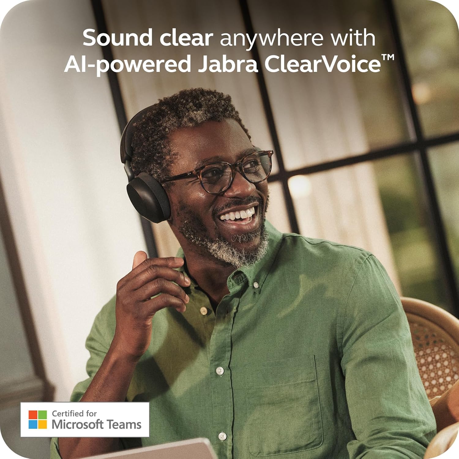 Jabra Evolve3 75 On-Ear USB-A Wireless Bluetooth Headset with Microphone for Work, AI Voice Call Technology, Advanced Active Noise Cancellation, 22-Hour Battery, Works with Online Meeting Apps
