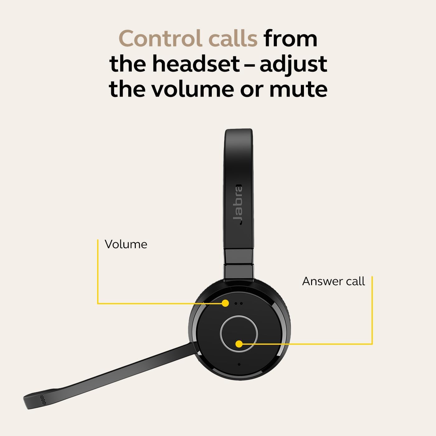 Jabra Evolve 65 TE Wireless Dual-Ear Headphones - Noise-Canceling Mic, 16 hrs Battery Life, Dual Connectivity Black UC