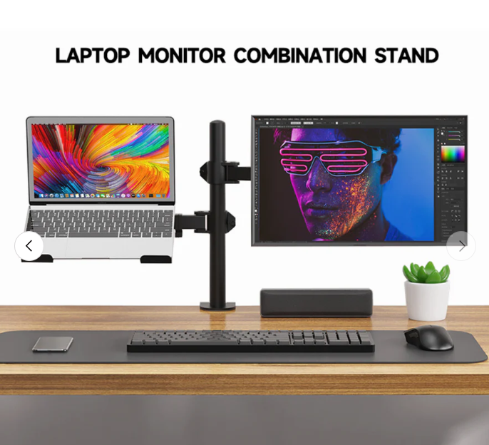 Inplay KMT-4 Dual Arm 2-in-1 Laptop Tray with 13-27" Monitor Mount