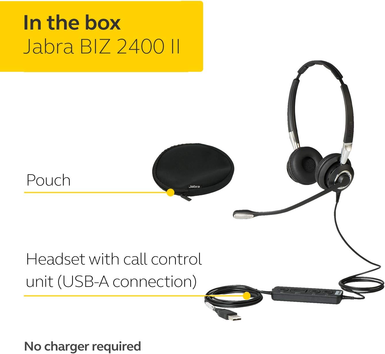 Jabra Biz 2400 II MS Duo Corded Headset, USB, CC