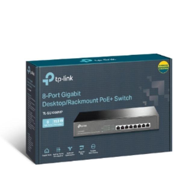 TP-Link TL-SG1008MP 8-Port Gigabit Desktop/Rackmount Switch with 8-Port PoE+