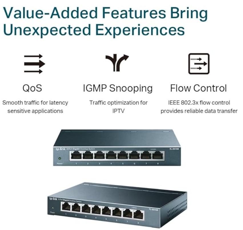 TP-Link TL-SG108 8-Port 10/100/1000Mbps Desktop Switch