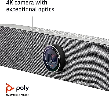 Poly Studio P15 Personal Video Bar (Plantronics + Polycom) - Complete Audio + Premium 4K Webcam Solution - Camera, Mics & Speaker - Home Office/Focus Room -Works w/Zoom (Certified) & Teams (Certified)