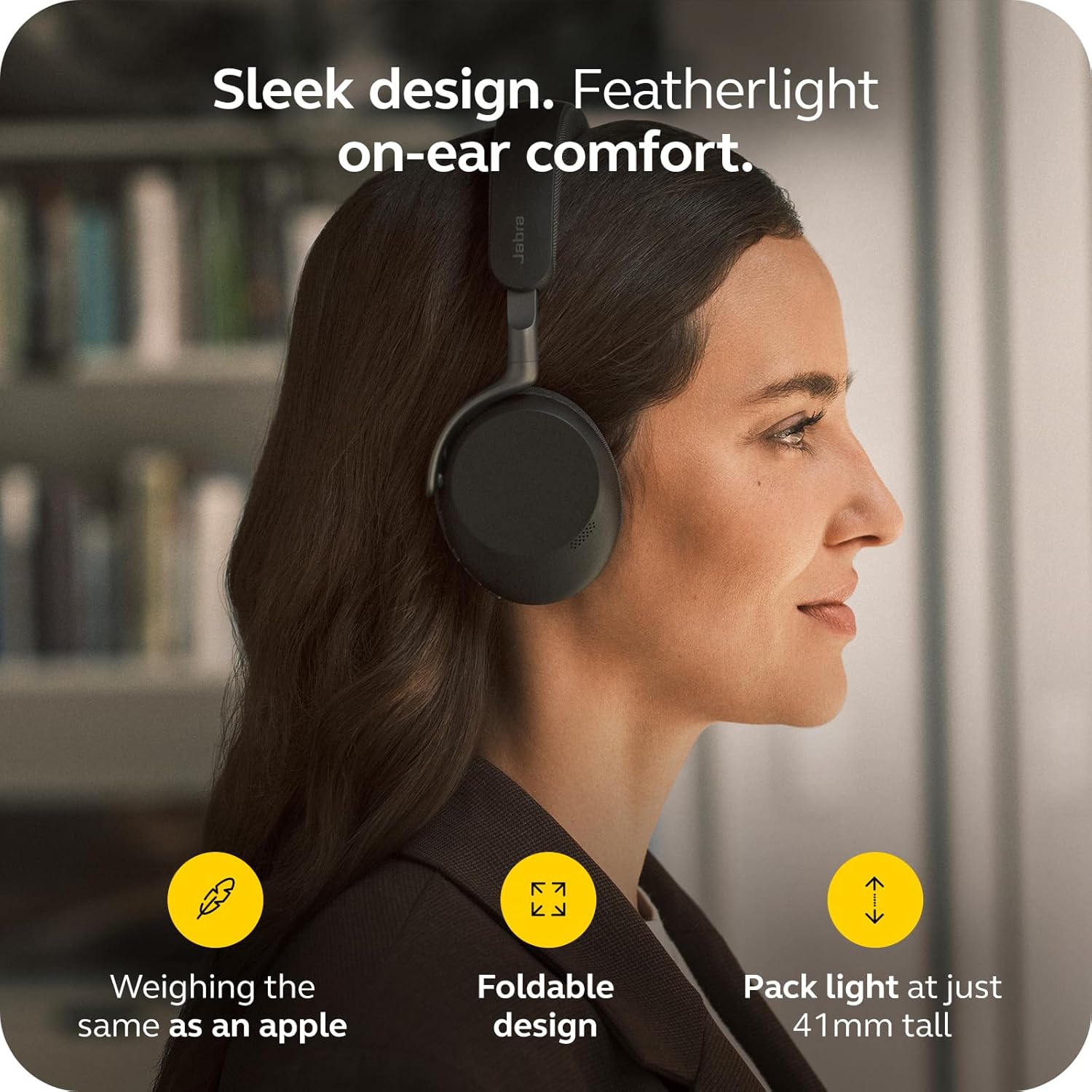 Jabra Evolve3 75 On-Ear USB-C Wireless Bluetooth Headset with Microphone for Work, AI Voice Call Technology, Advanced Active Noise Cancellation, 22-Hour Battery, Works with Online Meeting Apps