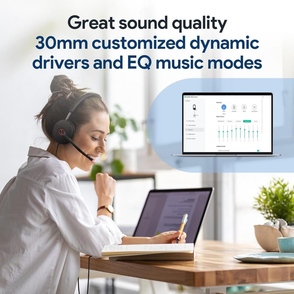 Yealink UH48 Dual MS UC USB-C/A USB Stereo Wired Headset Hybrid ANC, HD Audio, Dynamic EQ
