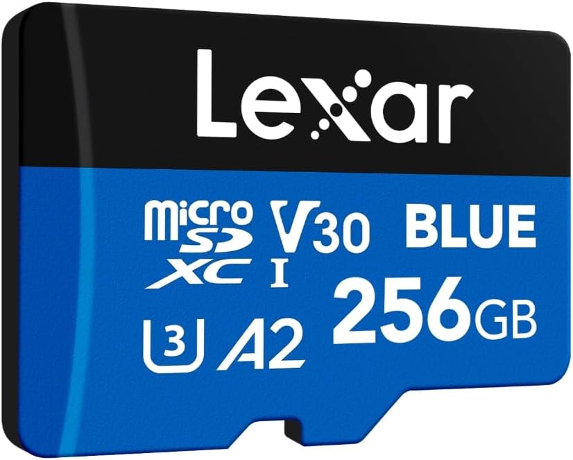 Lexar High-Performance 633x 256GB microSDXC™ UHS-I Cards BLUE - up to 100MB/s read, up to 45MB/s write, Class 10, U3, V30, A1 (w/ SD Adapter)