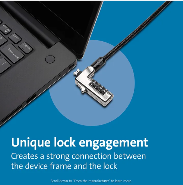 Kensington Slim Lockhead Laptop Lock - Combination Security Locking Cable, Standard Slot (K60600WW)
