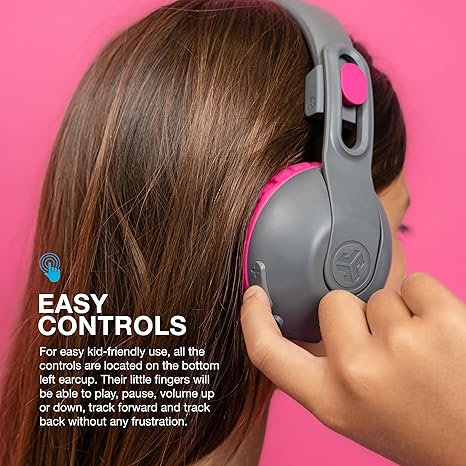 JLab JBuddies Studio 2 On-Ear Kids Wired Headphones Toddler Headphones Kid Safe Studio Volume Safe Volume Limiter Folding Adjustable Noise Isolation with Mic
