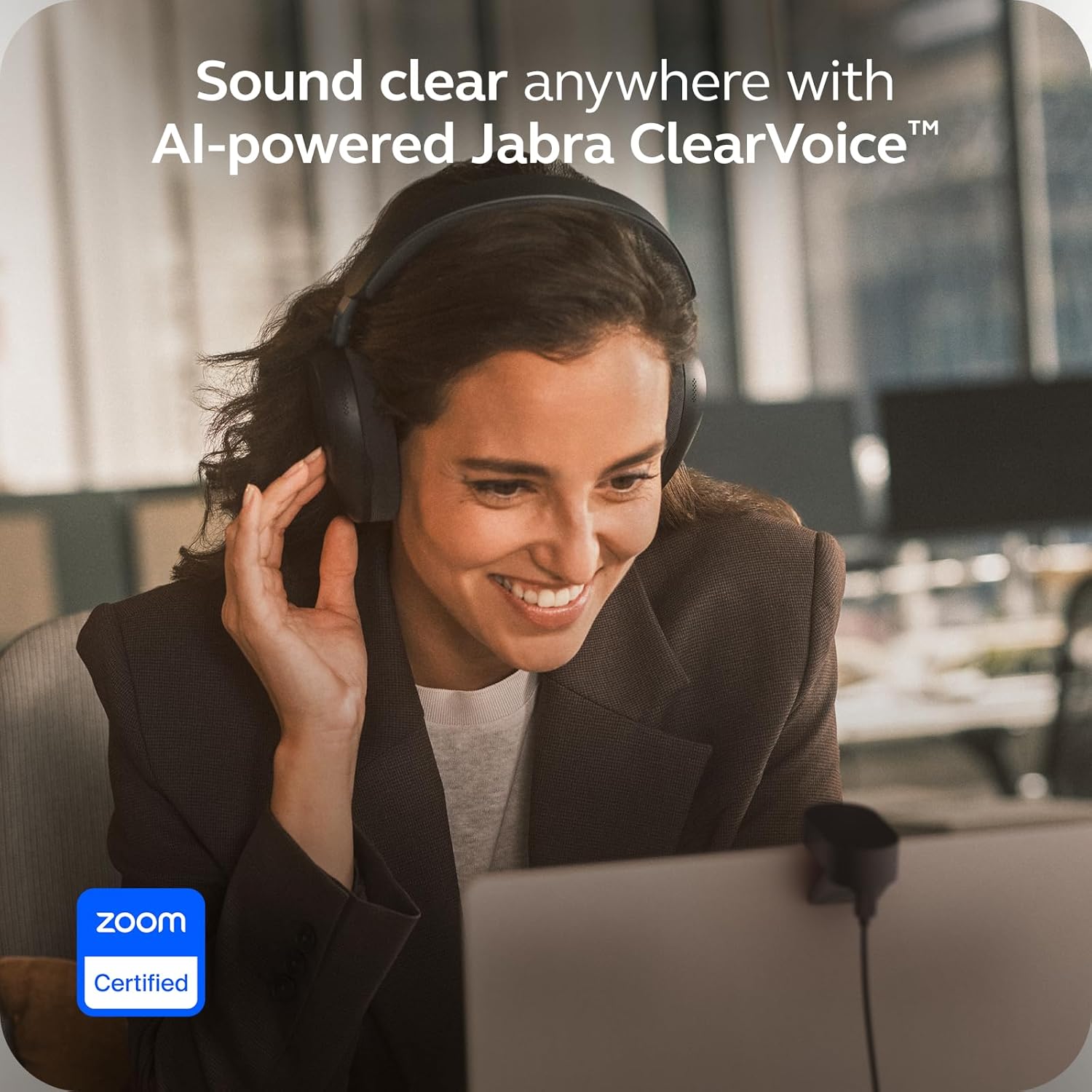 Jabra Evolve3 85 Over-Ear USB-C Wireless Bluetooth Headset with Microphone for Work, AI Voice Call Technology, Adaptive Active Noise Cancellation, 25-Hour Battery, Works with Meeting Apps