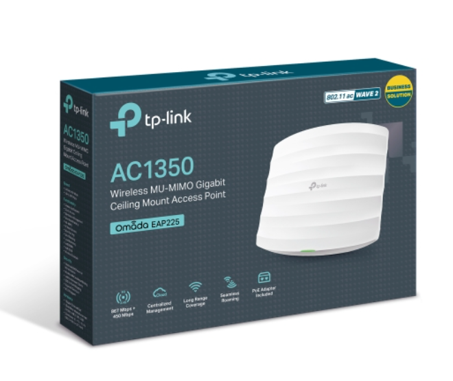 TP-Link EAP225 AC1350 Wireless MU-MIMO Gigabit Ceiling Mount Access Point